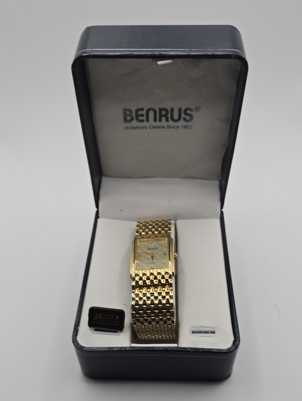 Benrus Gold Tone Men's Dress Watch With Diamond